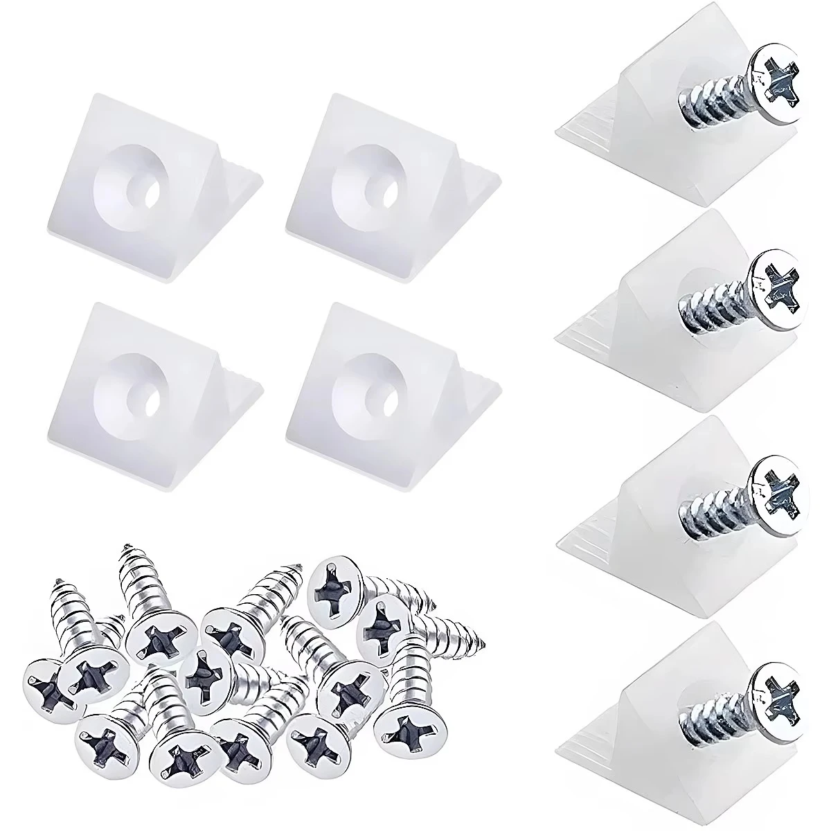20/40/60/80pcs Drawer Wedges With Screws For Bottom Support Plastic Repair Cabinets Bookshelves Angle Code Bracket Fastener