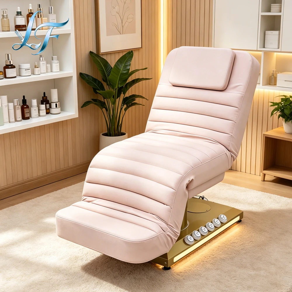 Cama Cosmética Eléctrica de Cuero Sintético para Masaje Facial y de Pestañas, Utilizada en Salones de Belleza Profesionales