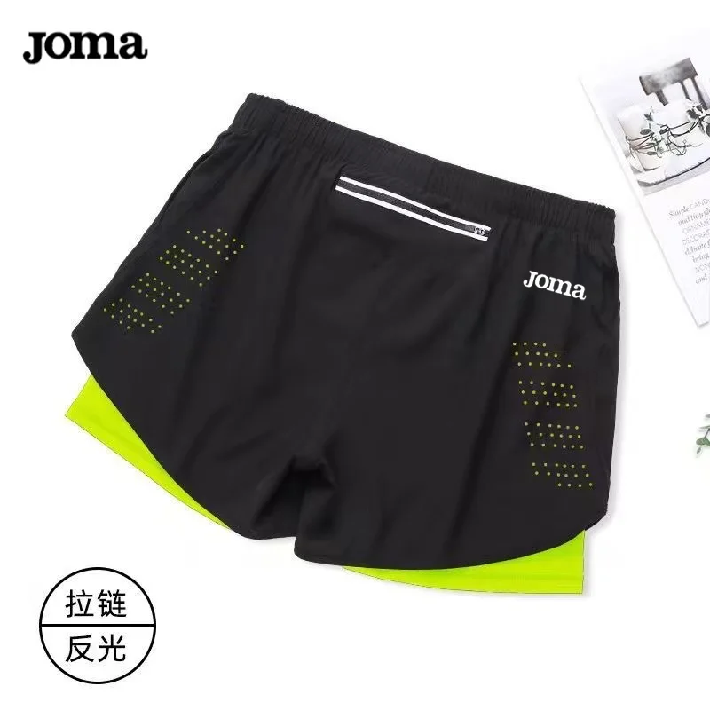 

JOMA Men's Running Shorts Quick-drying Fitness Black Double Layer Shorts JOMAPrint New Sport Workout Training Bodybuilding Short