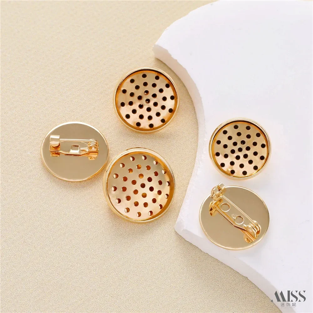 

14K Real Gold Color-preserving Mesh Disk Brooch, Shower Head, Disc Holder, Pin, Anti-fall Safety Buckle DIY Jewelry Accessories.