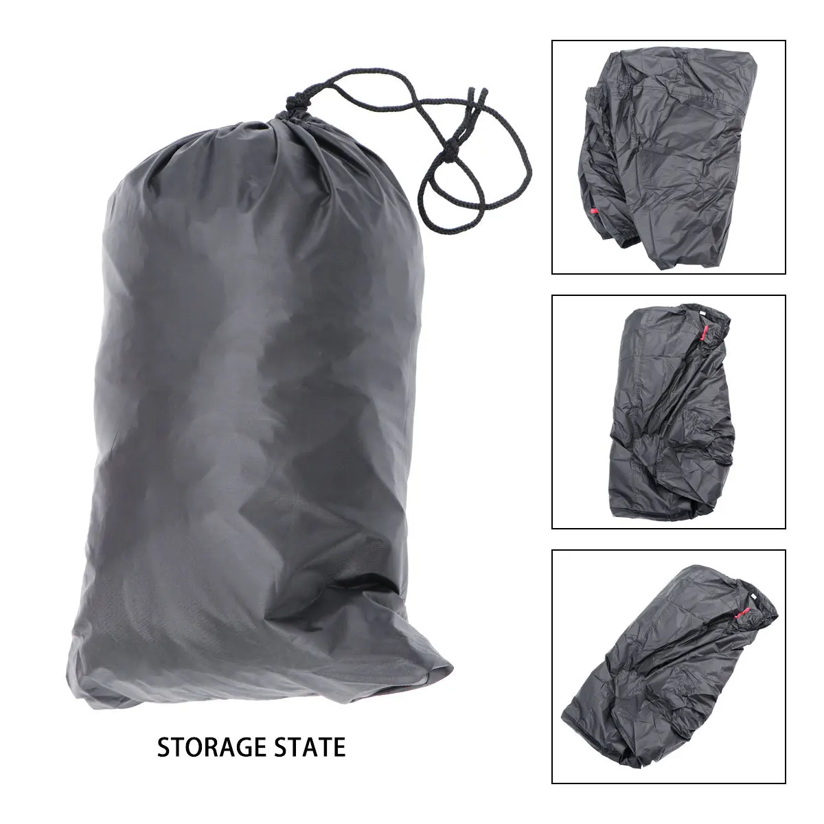 

Universal Motorcycle Cover Size L Black Weatherproof Oxford Fabric Double Stitched Windproof Clasp Anti-Theft Lock Hole Uv