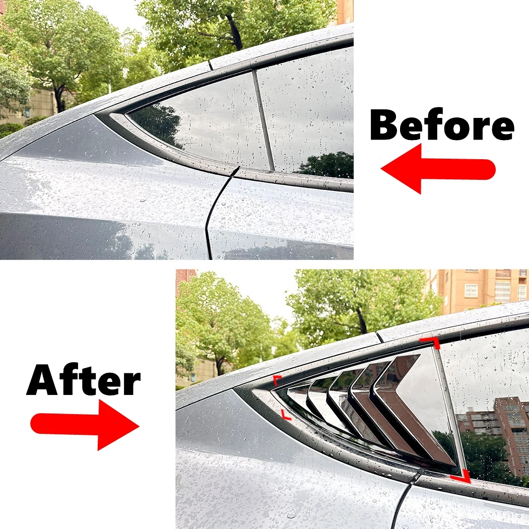 Car Rear Window Shutter Cover Trim For Tesla Model Y 2019-2024 Window Louver Side Vent Trim Glossy black/Carbon Fiber look