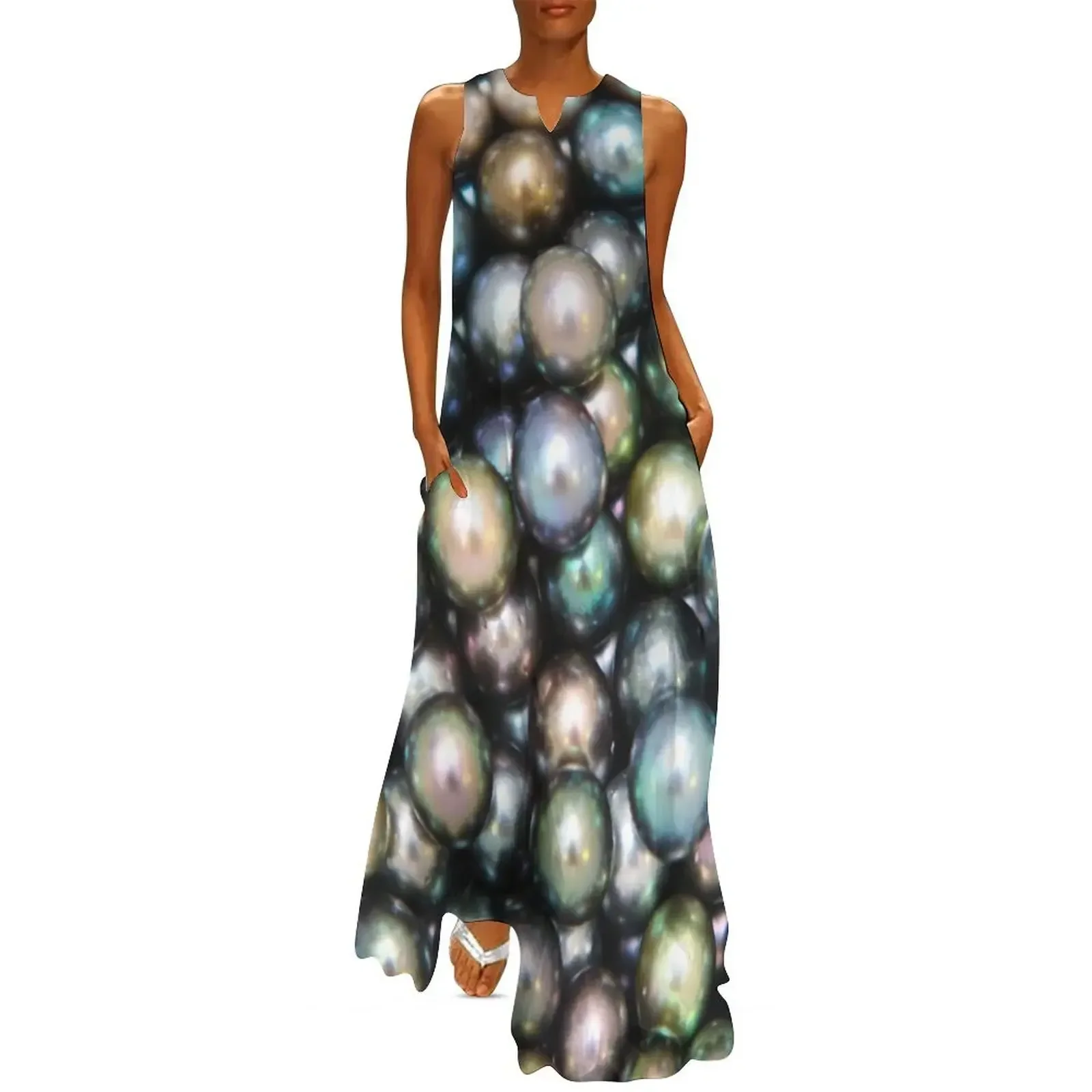 Vestido largo de perlas tahitianas, vestidos de mujer, vestidos de verano para eventos especiales, vestido de falda para mujer
