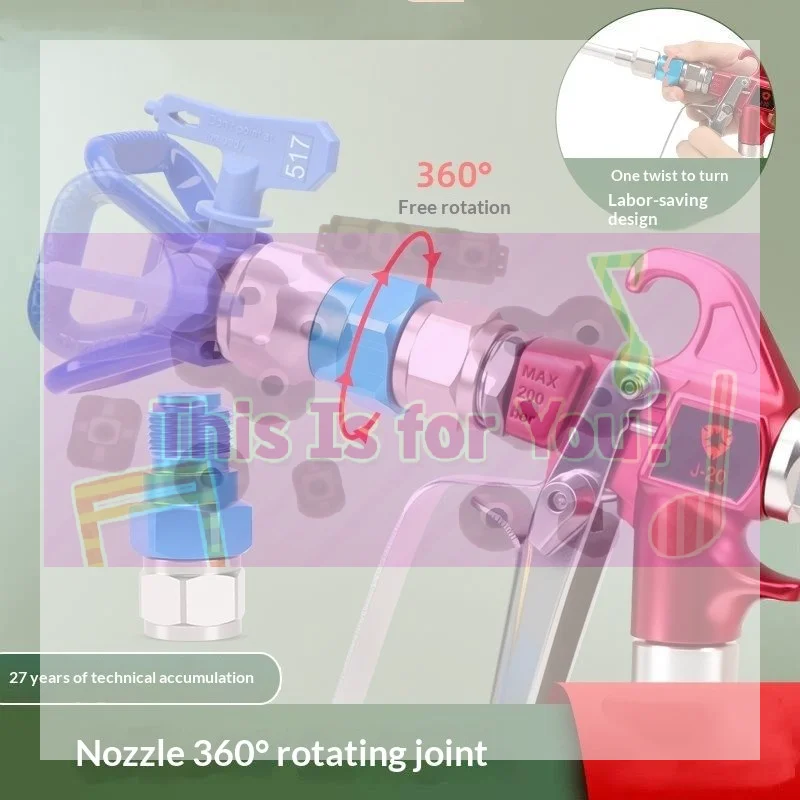 360 Degree Rotatable Airless Paint Sprayer Adapter Aluminum Alloy High Pressure Leak Resistant Swivel Joint For Smooth Coating