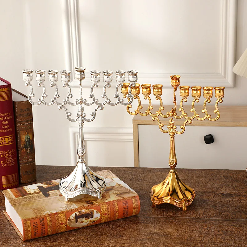European Metal Silver/Gold Plated Candle Holders 9-Arms Stand Wedding Candlesticks Desktop Ornaments Candelabra Home Decorations