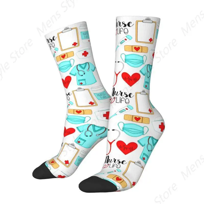 Cool Cartoon Doctor Nurse Printed Socks Women Men Warm 3D Printed Football Sports Socks