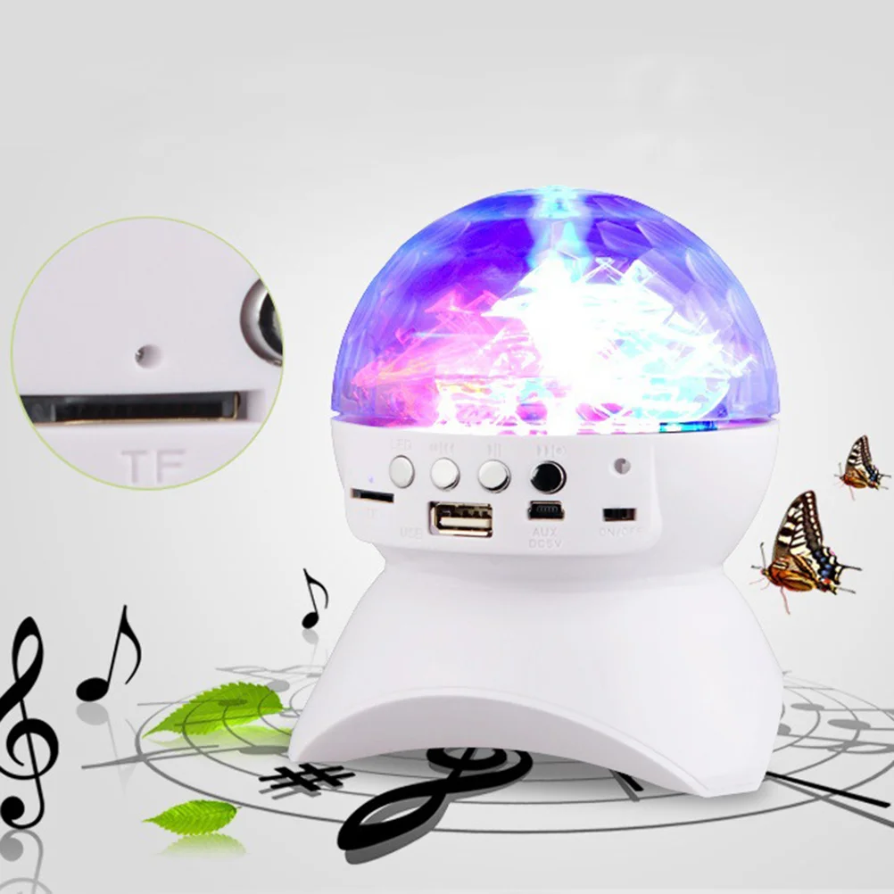

Speaker Light Mini Led Wireless Colorful Rotating Stage Light For Mp3 Fm Usb Stereo Party Decor