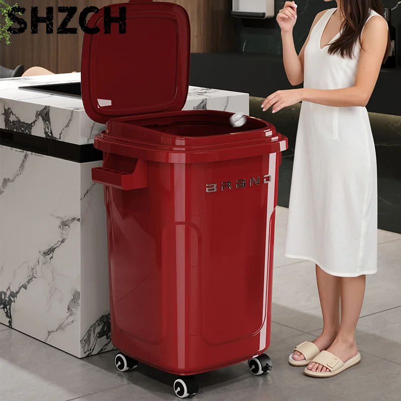 Large Capaci Kitchen Waste Bin with Wheels And Cover for Home And Commercial Use Easy to Move No Need to Bend Low