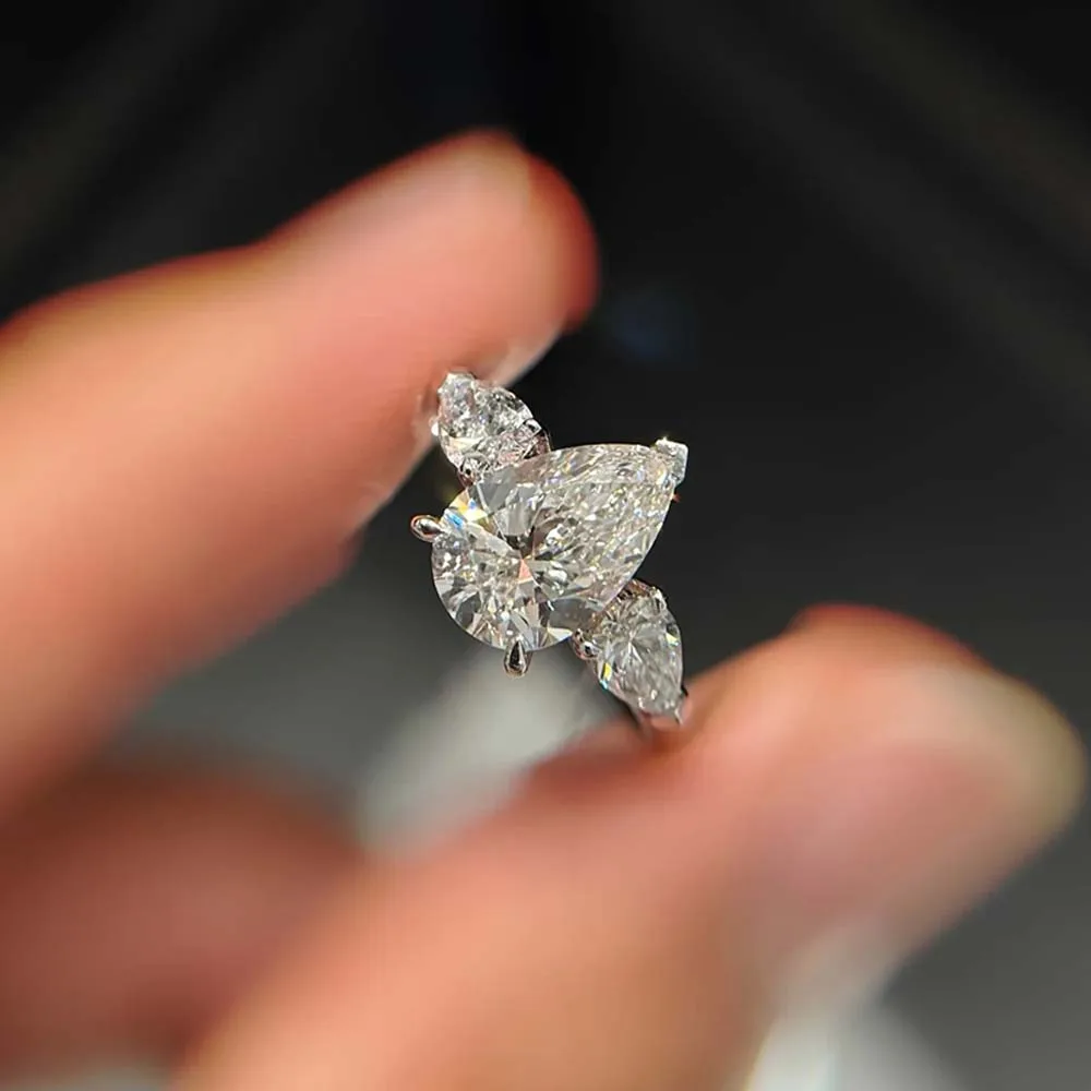 1–5 CT Mioshanit-Ring im Birnenschliff, GRA-zertifiziert, 925er Sterlingsilber vergoldet, 18 Karat D VVS1, Labordiamant, Hochzeit, Verlobungsring für Frauen – Detail 10