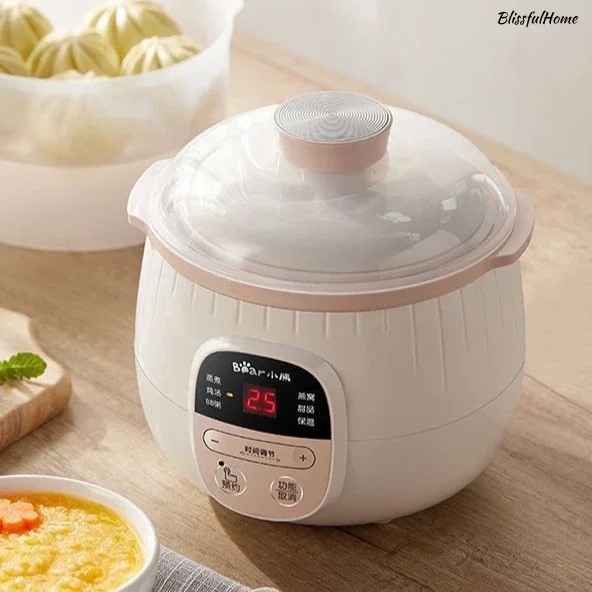 

New household electric stew pot. Small kitchen appliance. For porridge and soup. Automatic. Stews bird's nest. Ceramic.