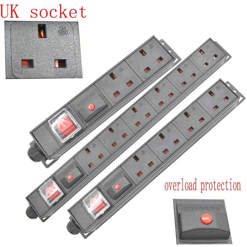 

PDU UK Socket Dual Break Switch 2m Extension Cord overload protection 4000W 13A 2-8 Way Power Strip