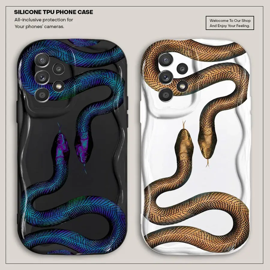 Snake Rose Skull Blvck Phone Case for Samsung Galaxy A34 A21s A35 A52 A72 A71 A73 A55 A12 A13 A15 A23 A25 A32 A33 4G 5G Cover