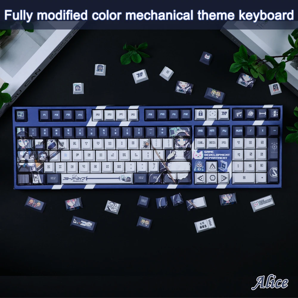 Azur Lane Fully Modified Color Mechanical Theme Keyboard Ergonomics Red Switch Hot-Swap 108 Keys Wired Office Gaming Keyboard