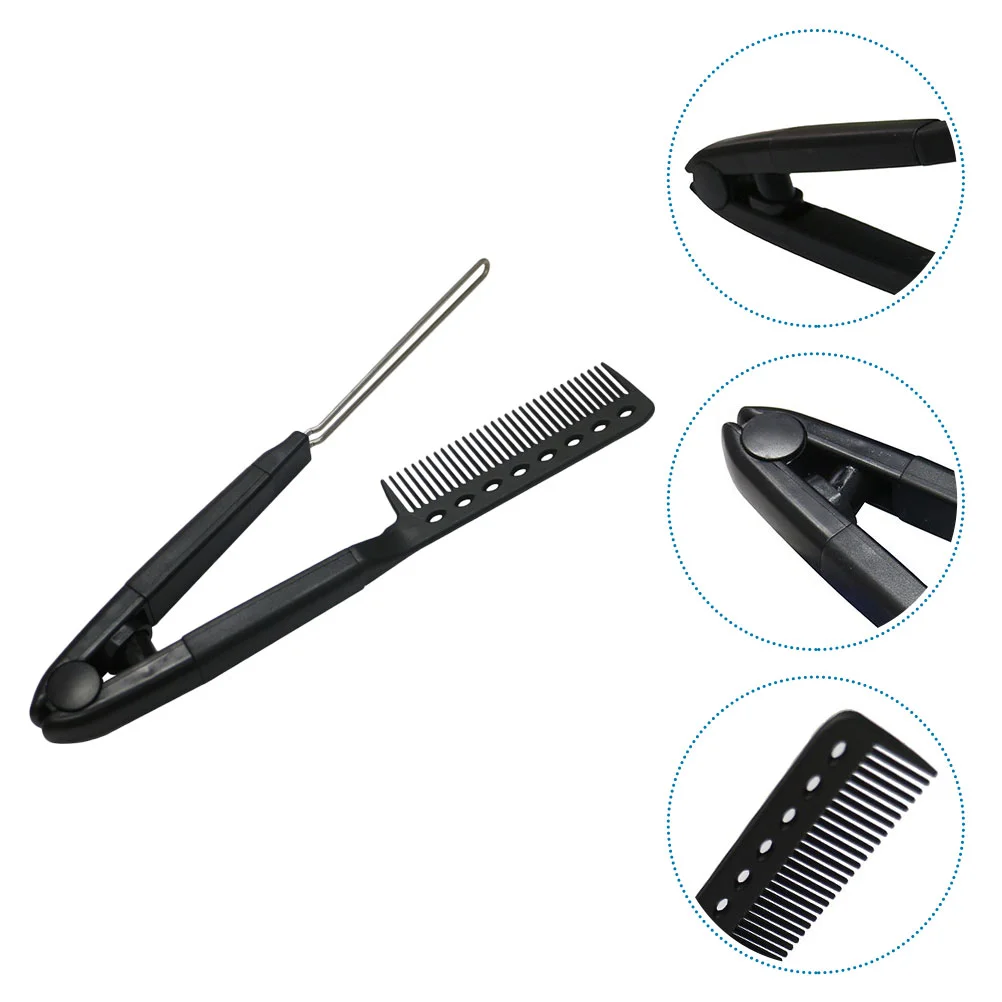 

Hair Straightener V-shaped Straightening Comb Tool Haircut Supplies Professional Black