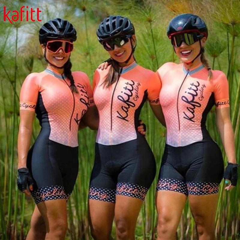 kafitt Workout activities wear Rib hitchhiking women's overall sports short-sleeved fitness cycling suits women's jumpsuits