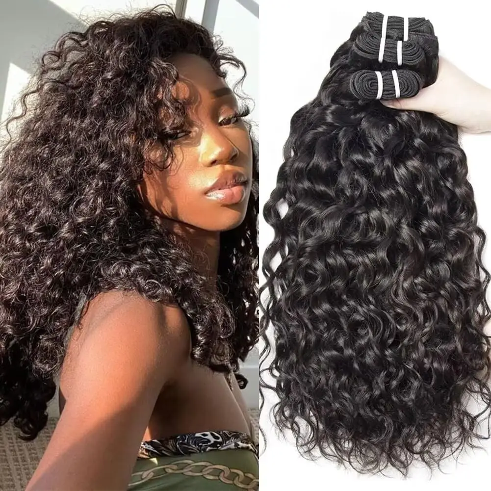 Water Wave Bundles Brazilian Hair Weave Bundles 3 or 4 PCS Human Hair Bundles Natural Black Remy Hair Extensions