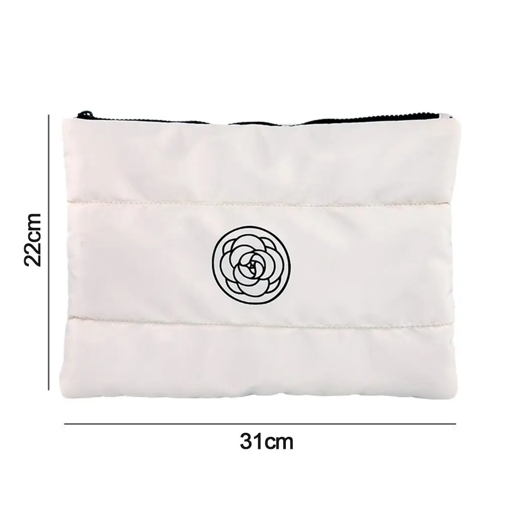 Borsa per il trucco floreale in cotone portatile borsa per cosmetici trapuntata di grande capacità da donna borsa da toilette da viaggio in tinta