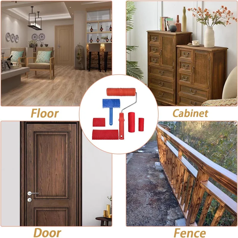 

BAAG-8 шт., набор инструментов под дерево, инструмент для рисования текстурой дерева, сделай сам, резиновый валик для рисования с деревянным узором для стены, художественное украшение комнаты