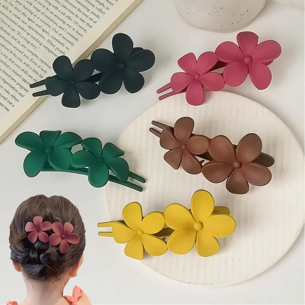 2024 Frosted Flower Big Hair Clip Girls Hairpins Women Headwear Ponytail Acrylic Duckbill Clips Large Size Hair Claws Barrettes