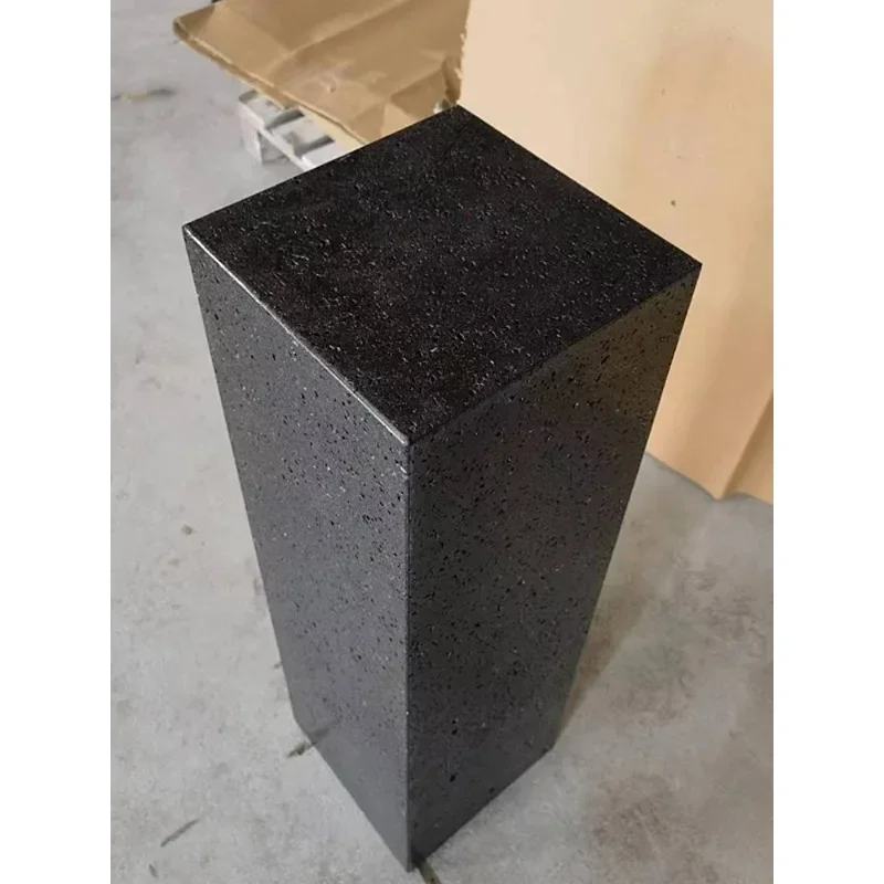 Matte natural black hole stone marble ornament base Hotel villa decoration Pillar ornament base Sculpture table