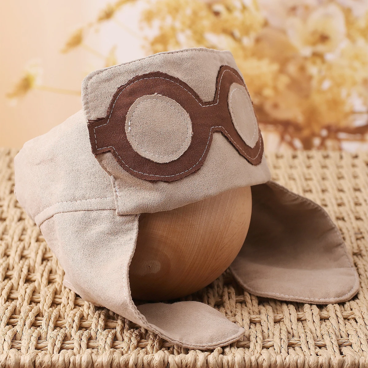 Ylsteed 3 Pieces Set Newborn Boy Photography Outfit Infant Photo Props Shooting Overalls Aviator Glasses Cap with Red Scarf