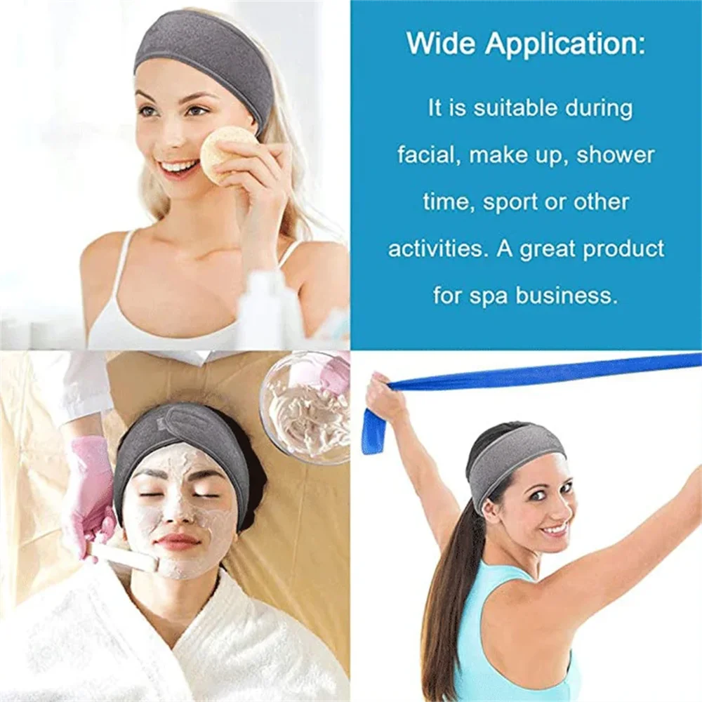 Spa Facial Headband Make Up Shower Wrap Head Terry Cloth Hair Band Adjustable Towel for Women Face Washing Bath Sport Headwear