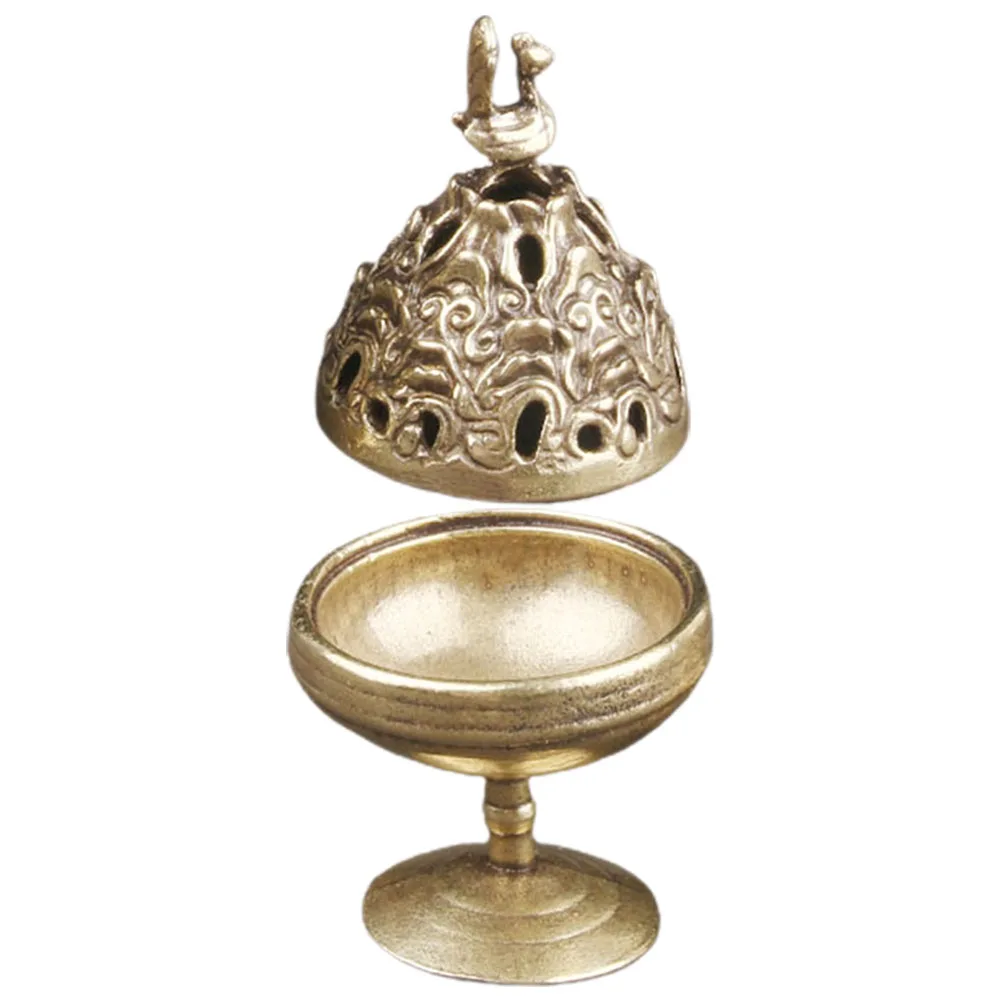 

Vintage Style Brass Incense Burner Desktop Censer Small Metal Aroma Burner For Home Office Yoga Room Decorative Tabletop