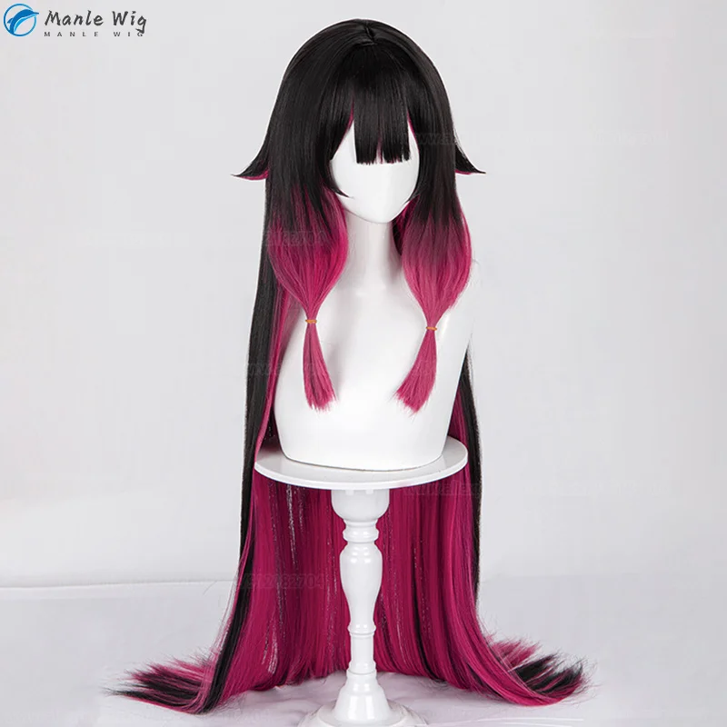 Fatui columbina cosplay peruca snezhnaya columbina cosplay 105cm longo anime perucas hairpin máscara adereços resistente ao calor cabelo sintético