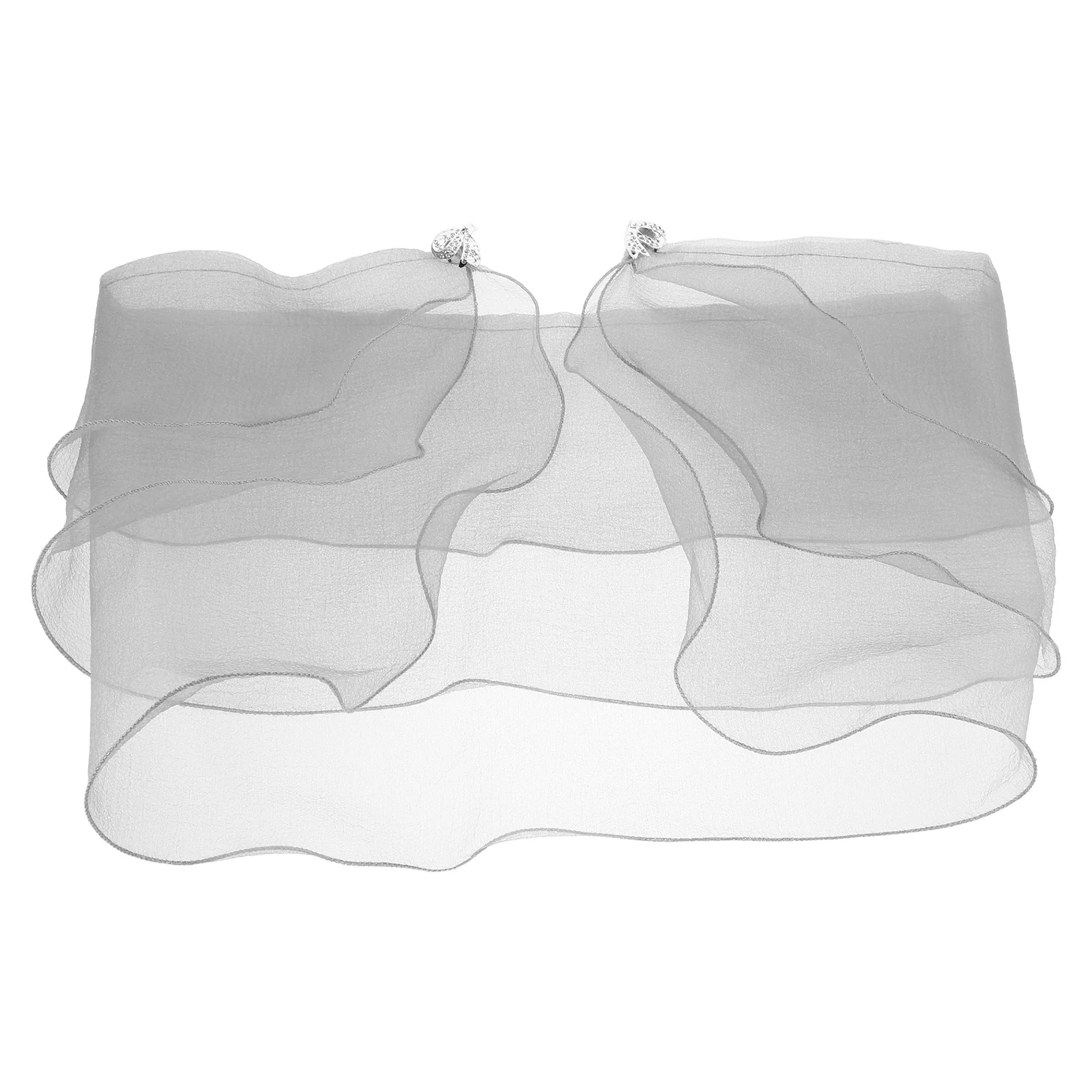 

Three-Layer Bridal Shawl for Wedding Dress Cape Rolled Edge Bow Knot Soft Polyester Material Elegant Bridal Wrap Evening Party