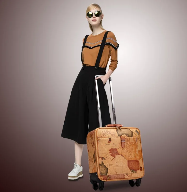Travel Rolling luggage Suitcase PU Spinner suitcases Travel Luggage bags On Wheels Travel Wheeled Suitcase women trolley bags