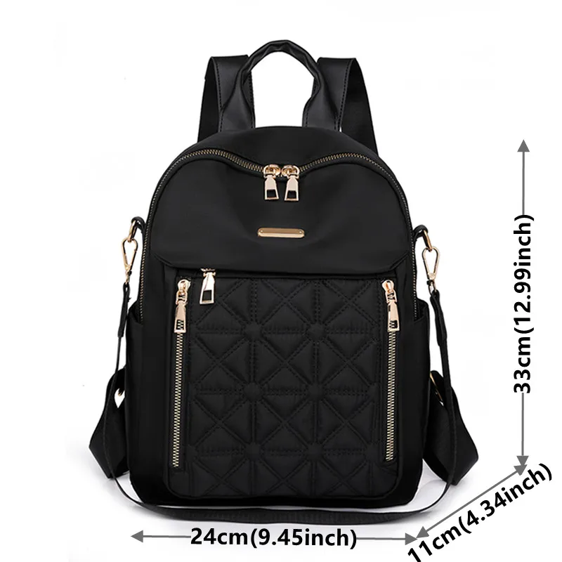 Women Fashion Nylon Commuting Backpack Female Simplicity Leisure Waterproof Both Shoulder Bag Large Capacity Travel Bag Rucksack