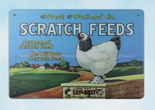 Park Pollard Co. Scratch Feeds chicken metal tin sign plaques sale