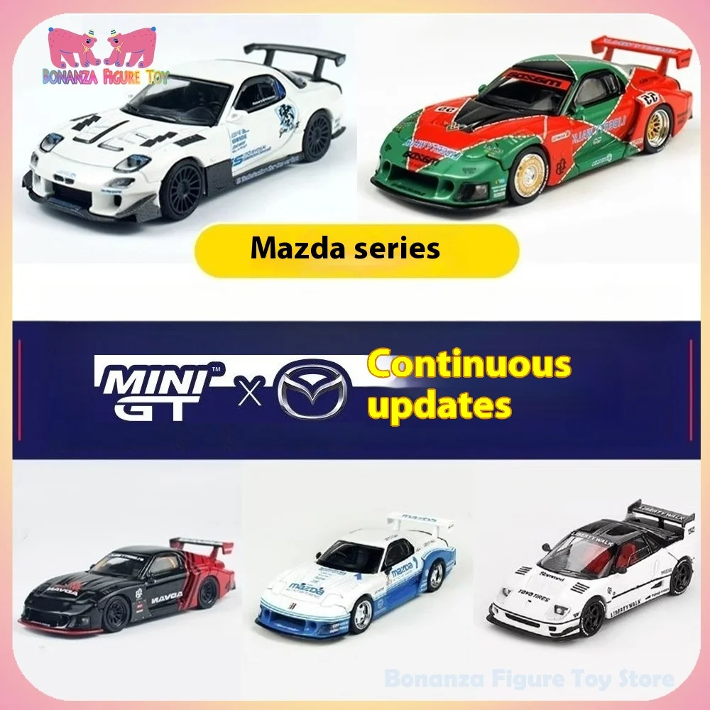متوفر 1/64 Minigt نموذج سيارة مازدا RX-7 787B RE Advan LB-Super AZ-1 FD3S سبيكة سيارات نموذج جمع تصميم هدية عيد ميلاد اللعب