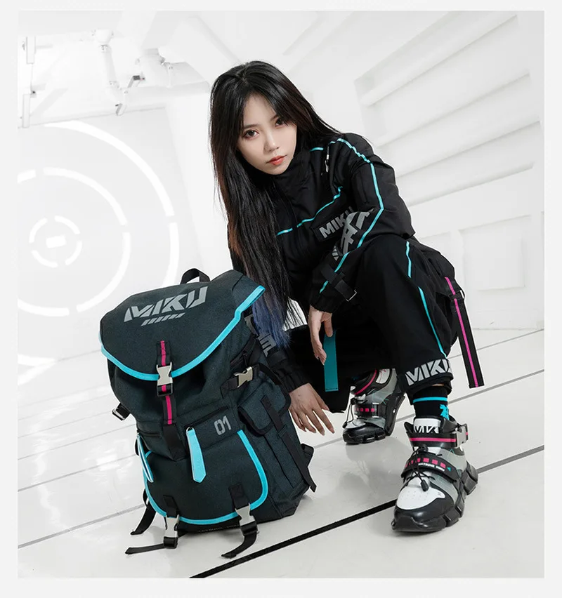 Hatsune Miku Biker Punching Locomotive Suit Coat Cartoon Female Winter Loose Pants Windproof  Fashion Warm Jacket Clothing Gift