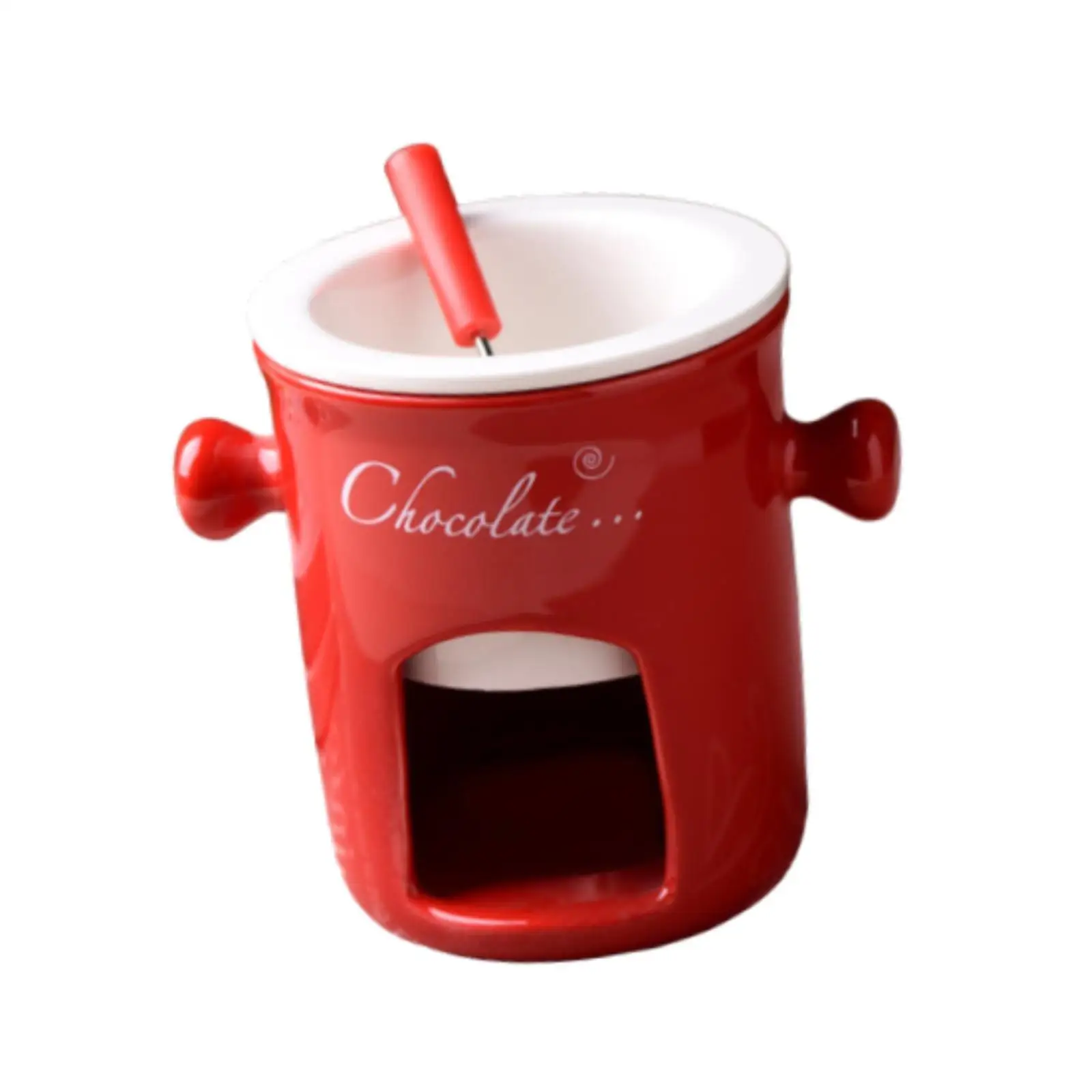 Chocolate Fondue Pot Creative Chocolate Melting Cup with Fork for Anniversary Birthday Engagement Kitchen Appliances Dessert