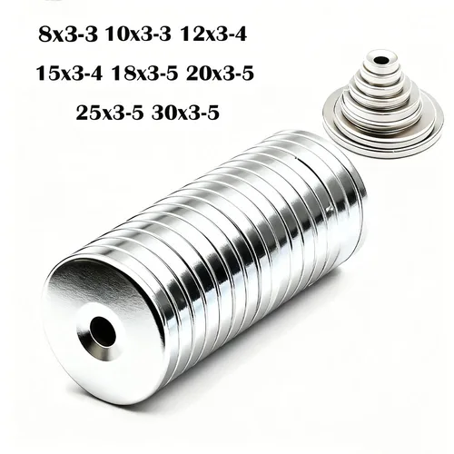 Imán redondo súper potente con agujeros, imán de neodimio NdfeB N35, imanes magnéticos permanentes fuertes, imán DIY para refrigerador