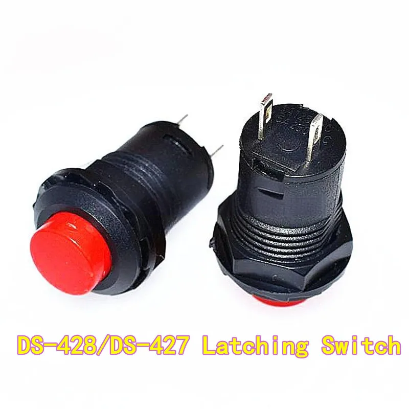 10pcs DS-428/DS-427 Round Push Button, 425A Latching Switch 12mm Non-Locking (Unlocked) Self-Reset Push Button Switch