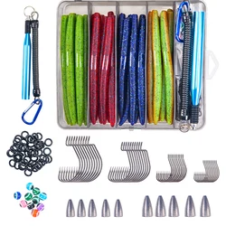 Goture 72pcs/143pcs Soft Lure Set 4in/5in High Quality Artificial Bait Senko Worm High-carbon Hook Fishing Accessorie Tackle Box