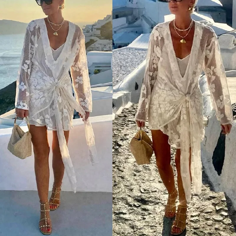 

Women's Holiday Beach Dr Hooded Blouse Lace irt Silk Material Chinese Origin 2025 Summer Collection Other Material 00%
