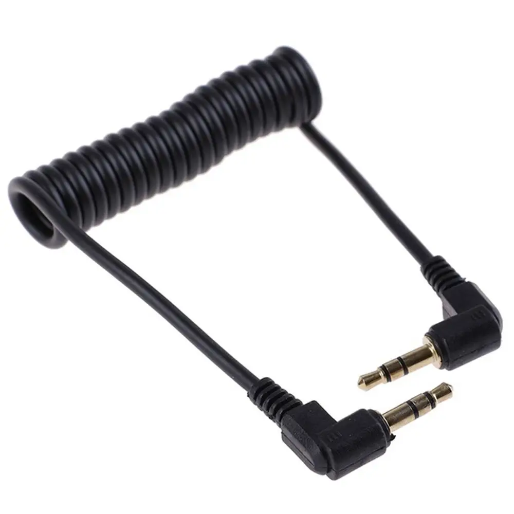For Car Male to Male Right Angle Spring Extension Wire Audio Cable Aux Cord Line