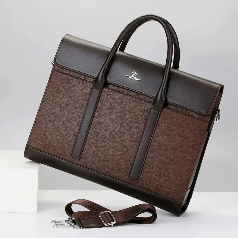 Luxury Genuine Leather Men's Briefcase Large Handbag High Capacity Shoulder Messenger Business Laptop Bag For Male