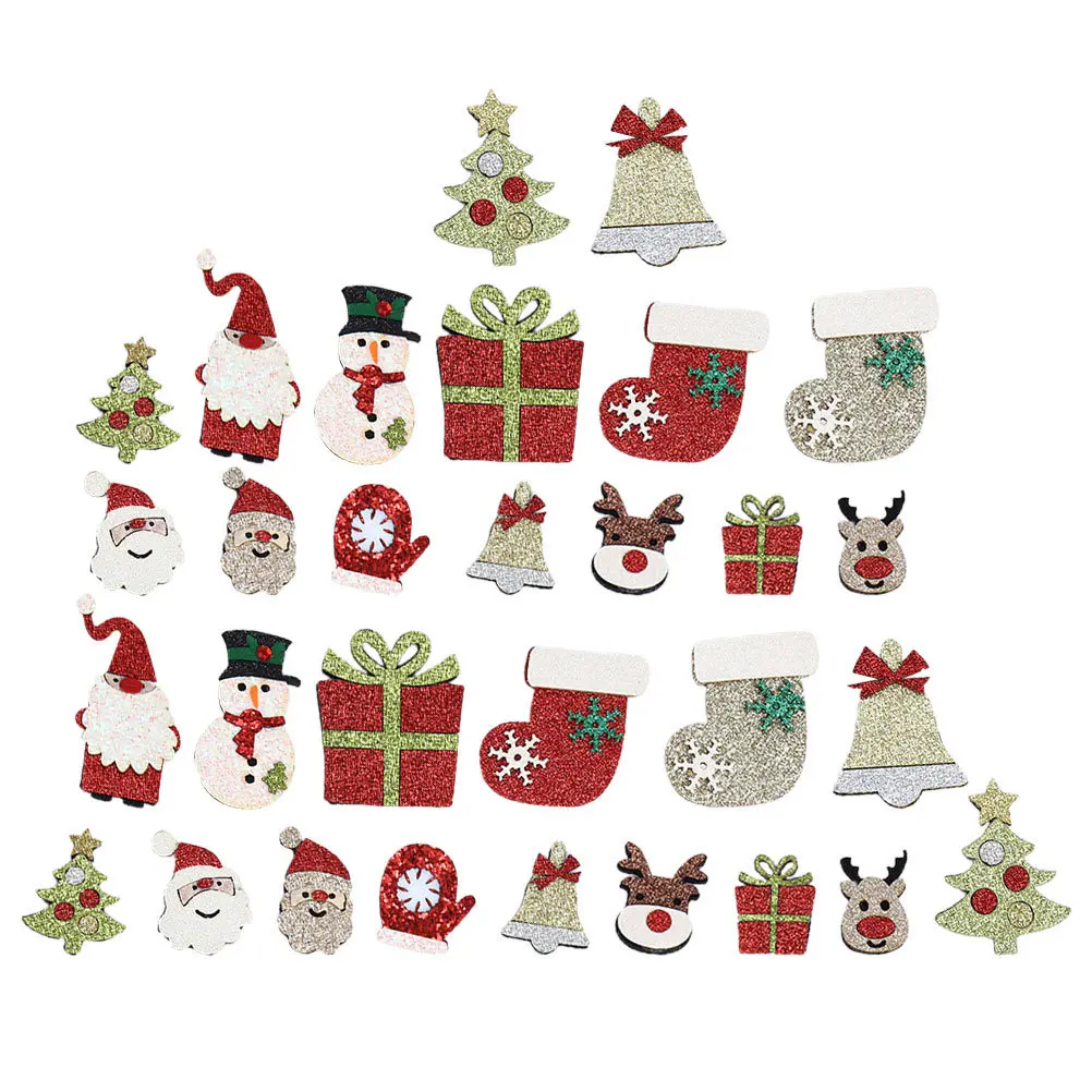 

20Pcs Xmas Cloth Patch Glitter Embroidered Appliques DIY Clothes Hats Decoration Sewing Appliques Christmas Accessories Repair