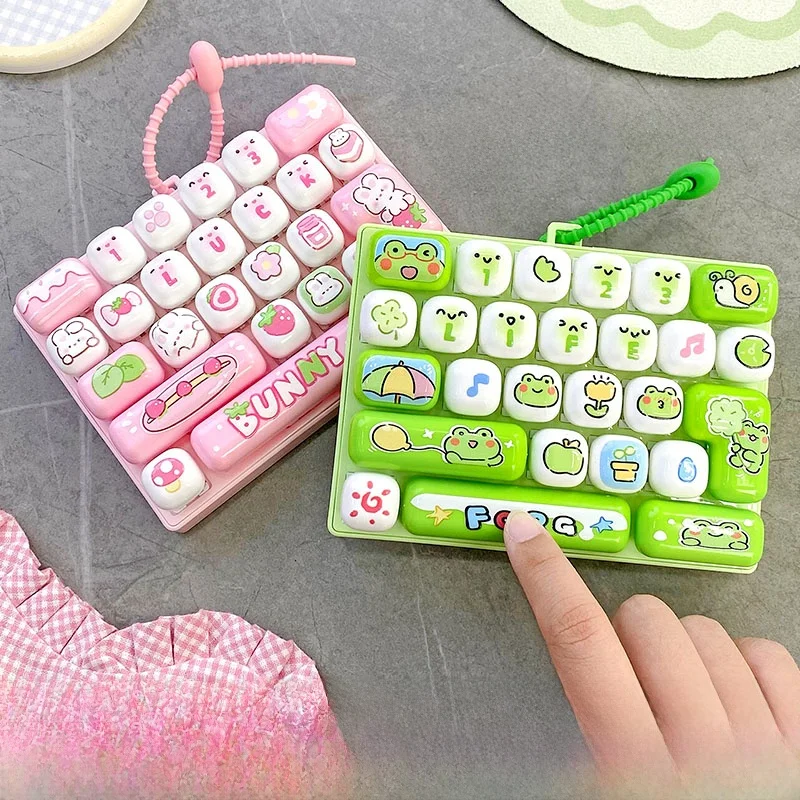 Creative Animal Diary Toy 26 Grids Finger Press Button Small Hanging Ornament for Children Students Portable Backpack