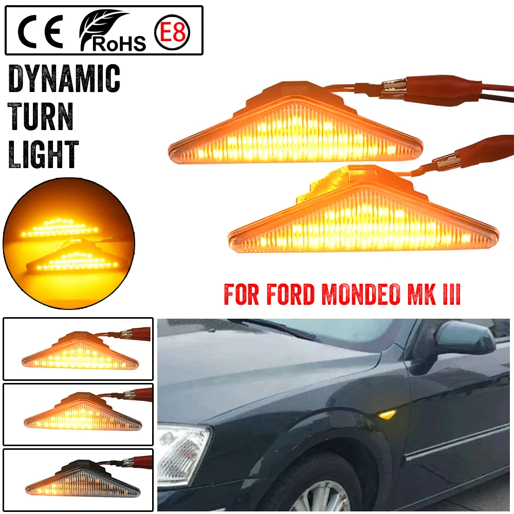 1 مجموعة Led ديناميكية الجانب ماركر بدوره مصباح إشارة لفورد التركيز MK I 98-04 لفورد مونديو MK III 00-07 متتابعة الوامض ضوء #4