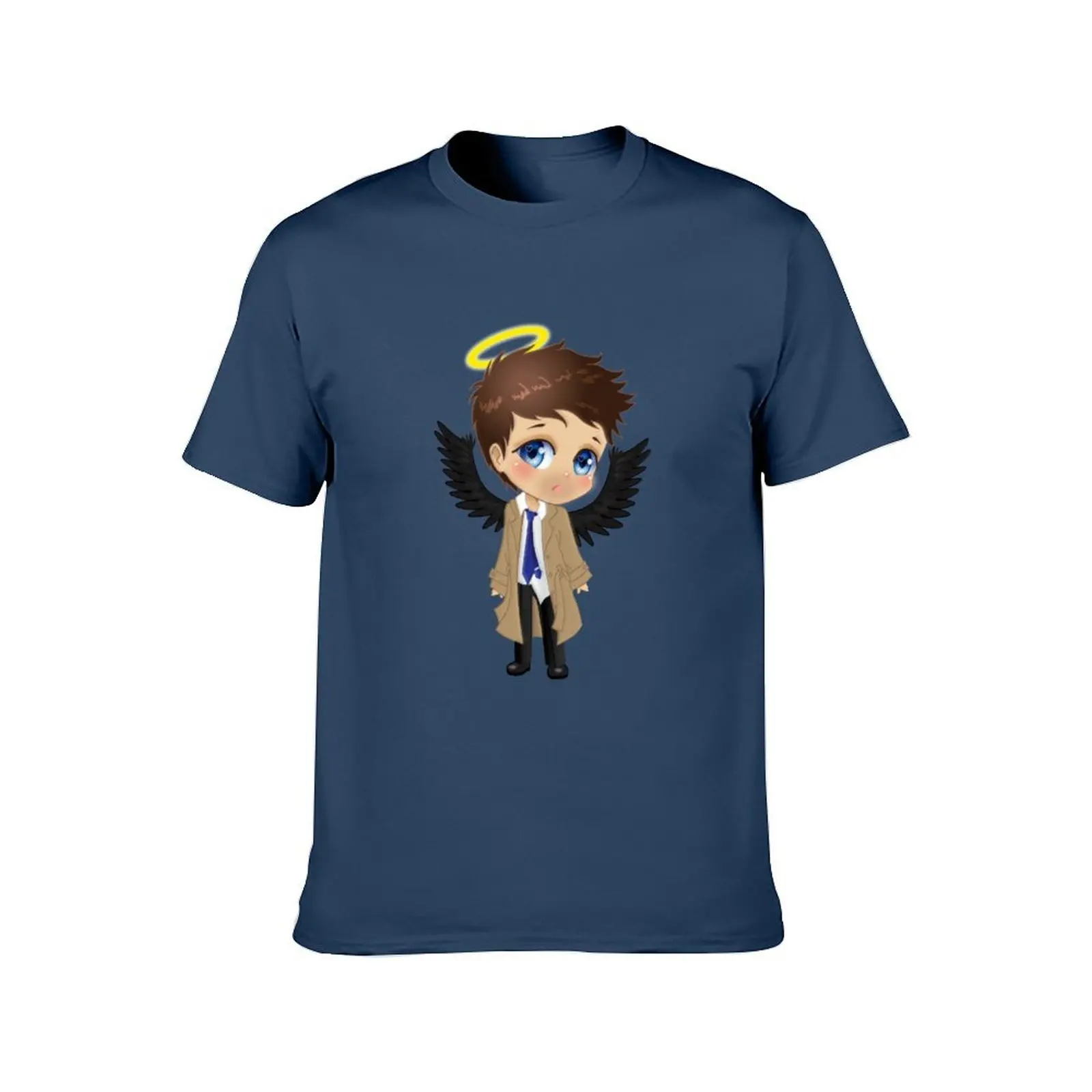 Supernatural Castiel Chibi T-Shirt quick drying Luxury man gifts for boyfriend mens graphic t-shirts pack