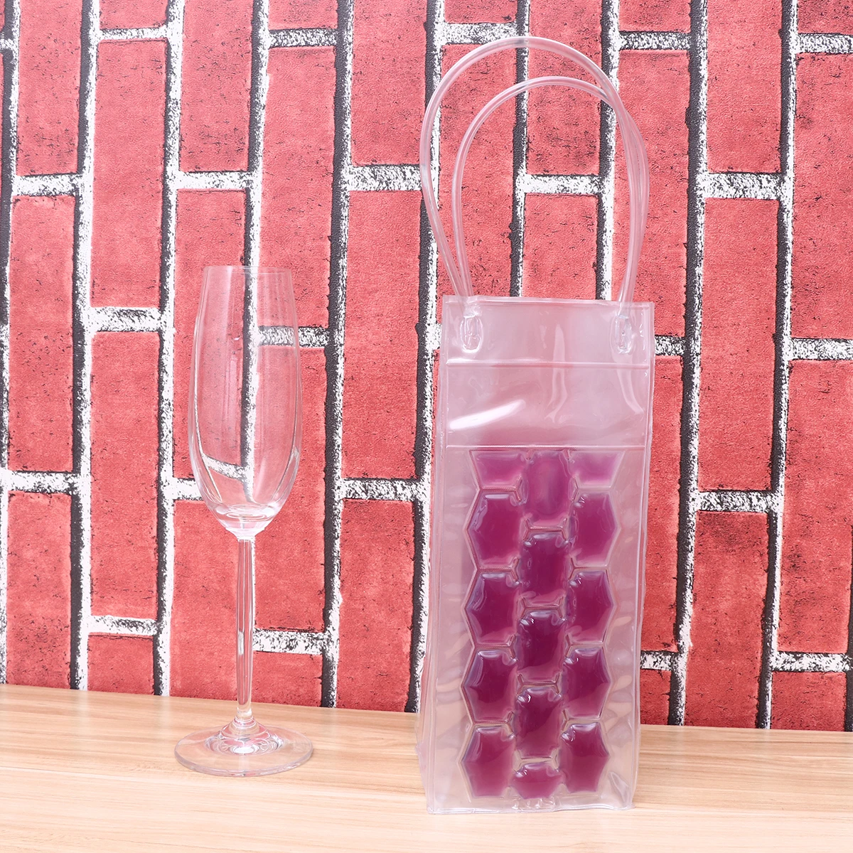 

750ML PVC Double-sided Bottle Freezer Bag Chilling Cooler Ice Bag Beer Cooling Gel Holder Carrier(Purple)