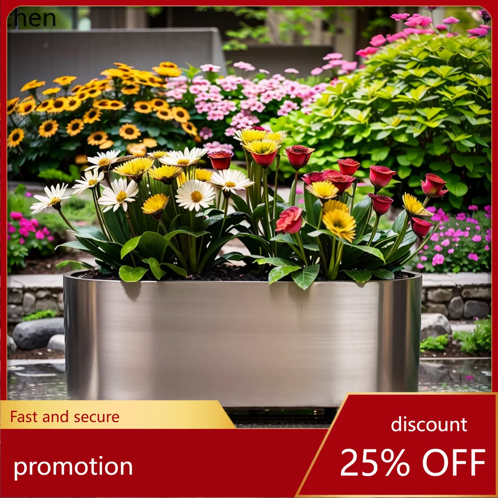 

CZ Outdoor Courtyard Outdoor Display Store Flower Pot Flower Bed Fence Partition Stainless Steel Flower Box
