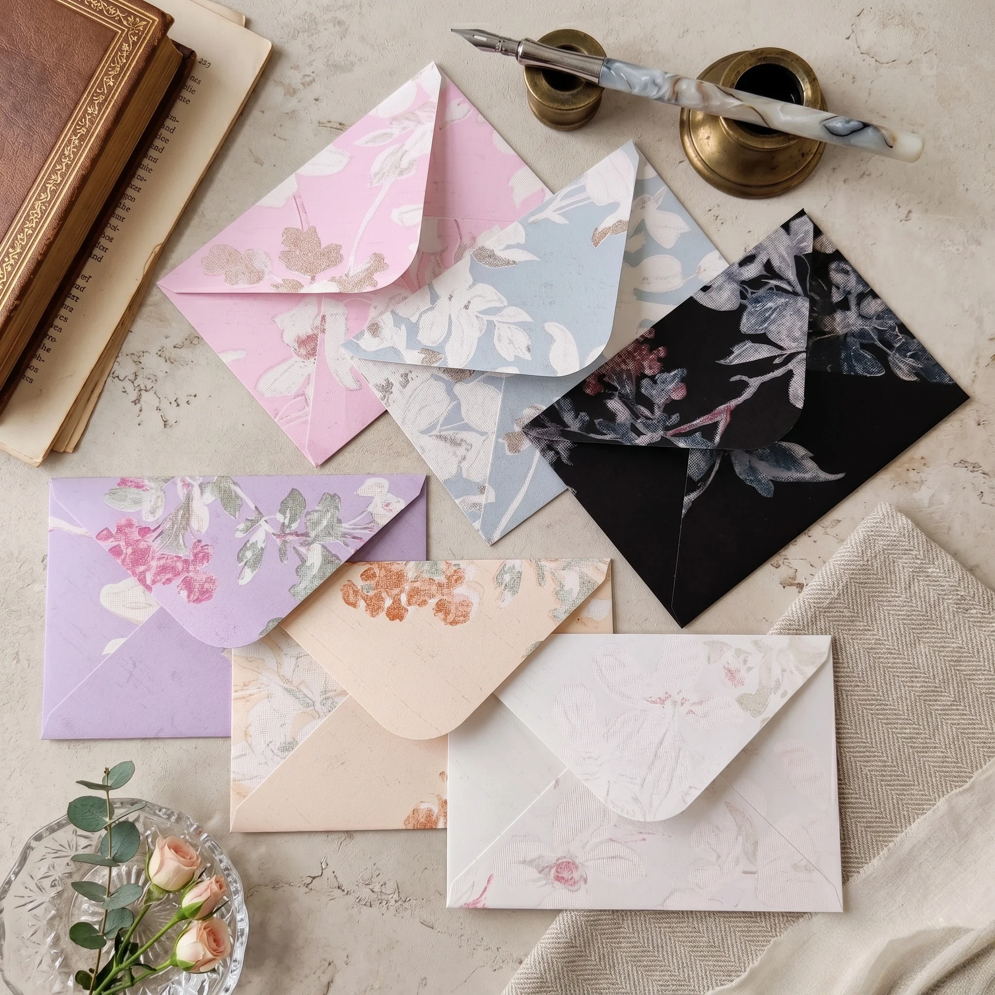 

Vintage Artistic Red Envelopes Letter Set Luxury Romantic for Wedding Invitation Love Letter Birthday Graduation Greeting Card