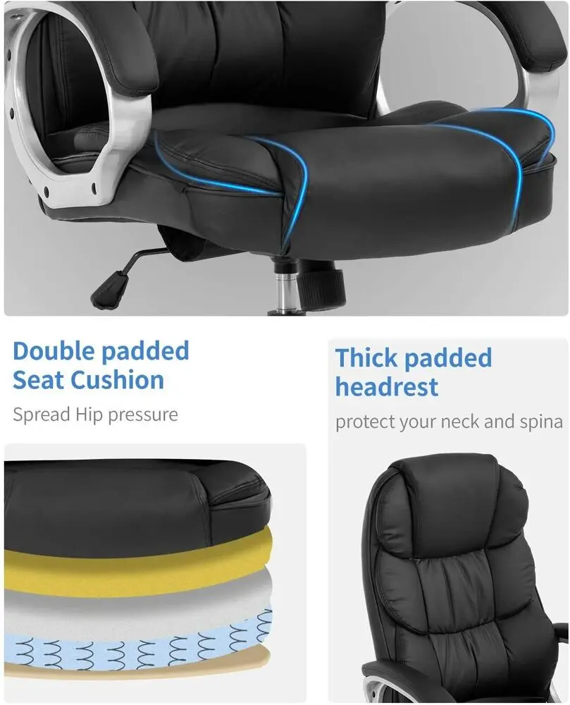 Hoge Rugleuning Lederen Bureaustoel Executive Kantoor Bureau Taak Computer Stoel