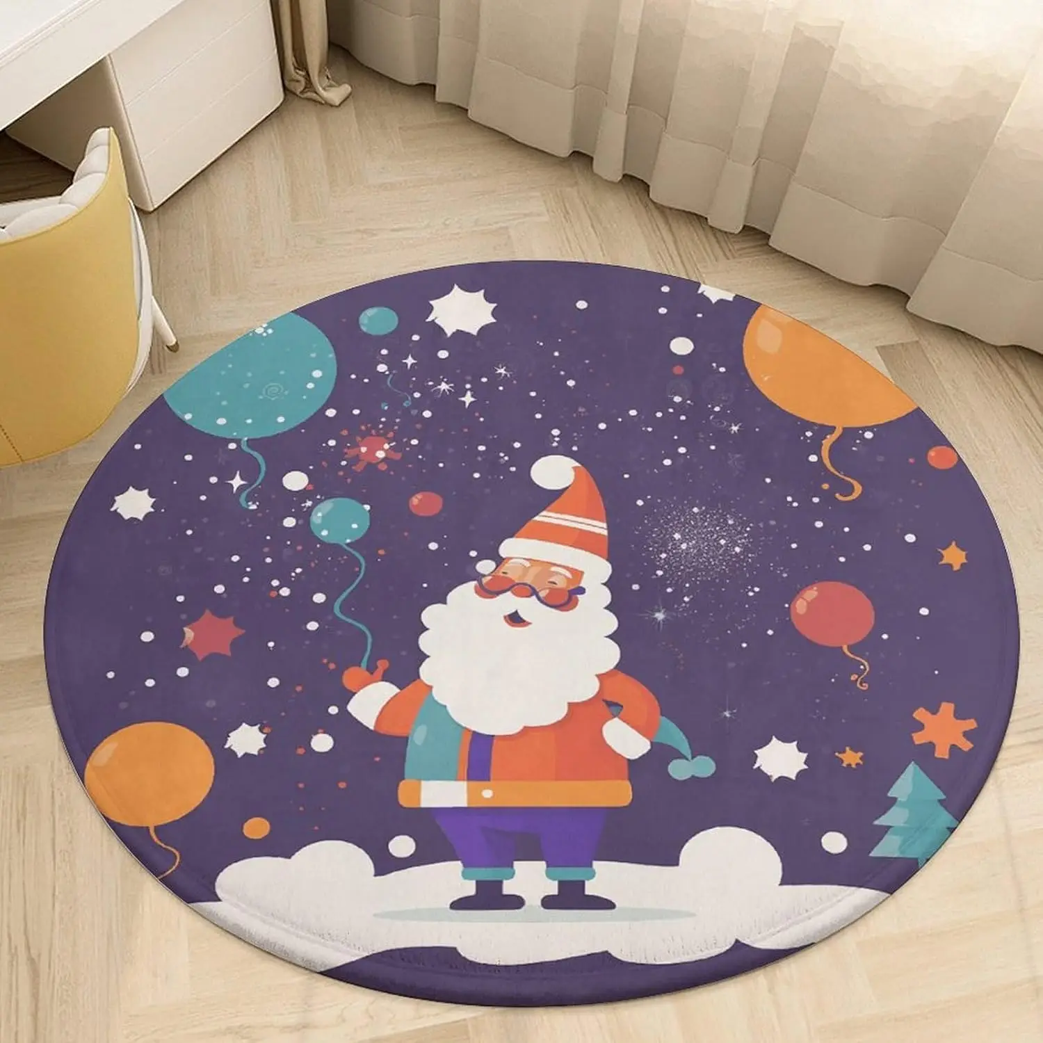 

Круглый ковер с рисунком счастливого Санта-Клауса, нескользящий мягкий напольный коврик, моющийся впитывающий ковер, коврики для кухни, спальни